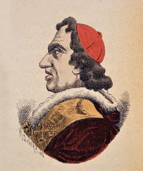 Portrait du Pape Pie VII (Pius ou Pio) (1800-1823), 1898 (gravure avec coloration ultérieure)
